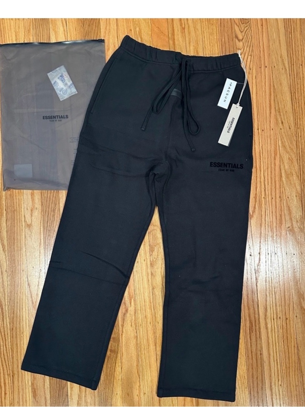 Fear of God ESSENTIALS Black Logo Drawstring Sweatpants